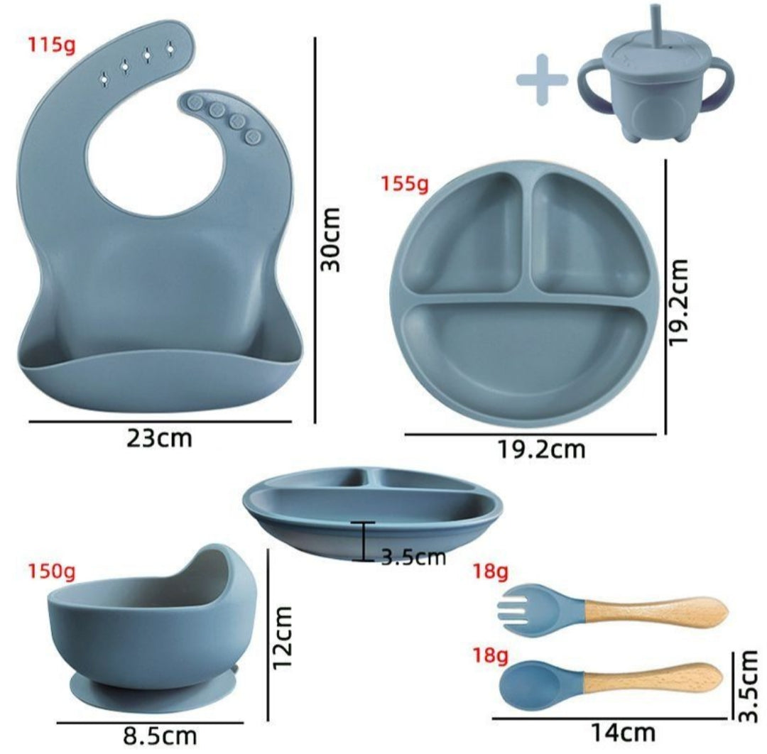 BPA Free Silicone Baby Feeding Set - 6pcs