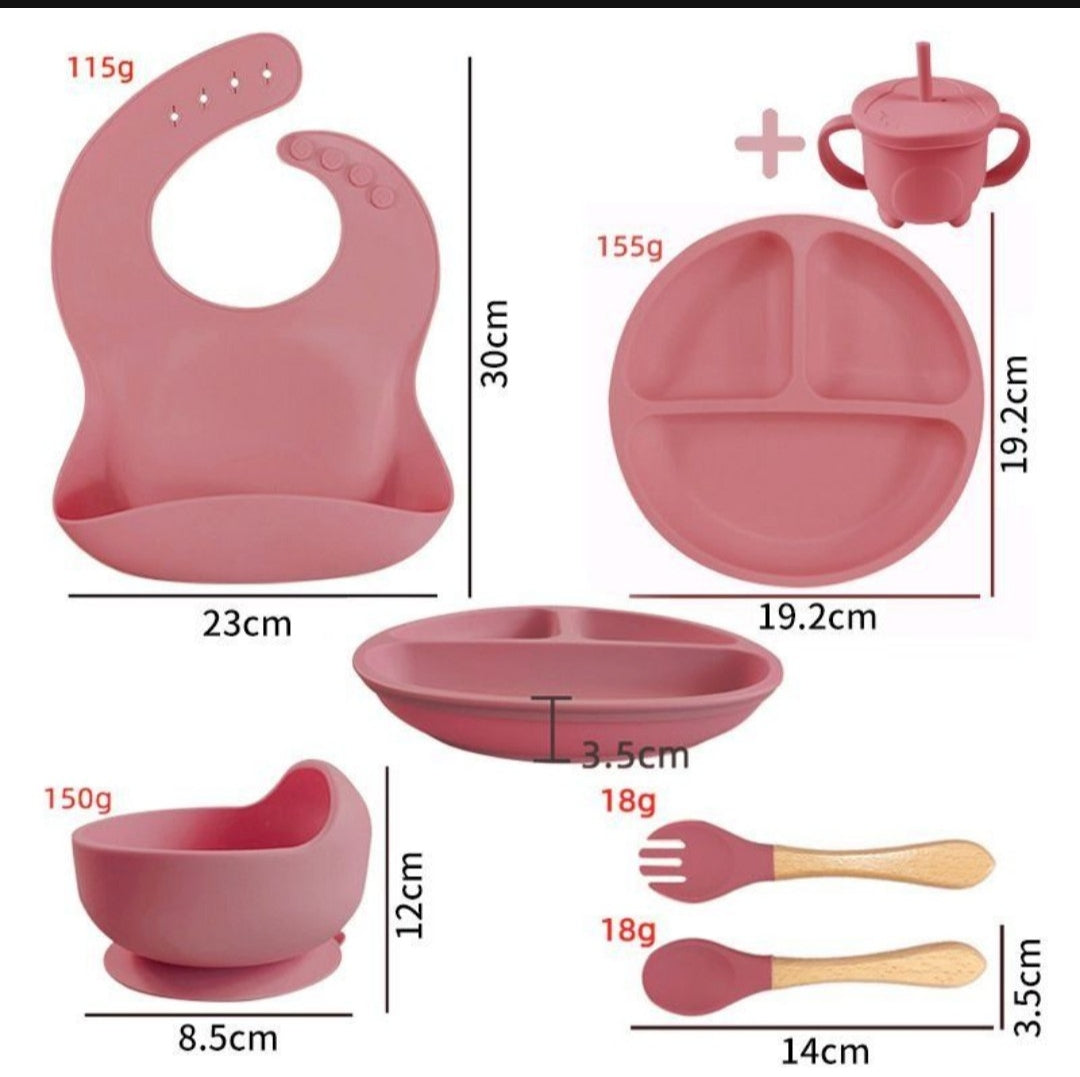 BPA Free Silicone Baby Feeding Set - 6pcs